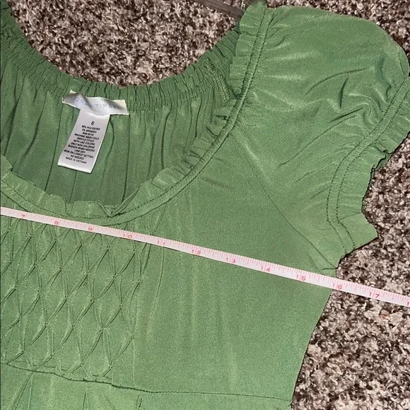 London Times Green Smocked Puff Sleeve Sundress - Picture 4 of 8